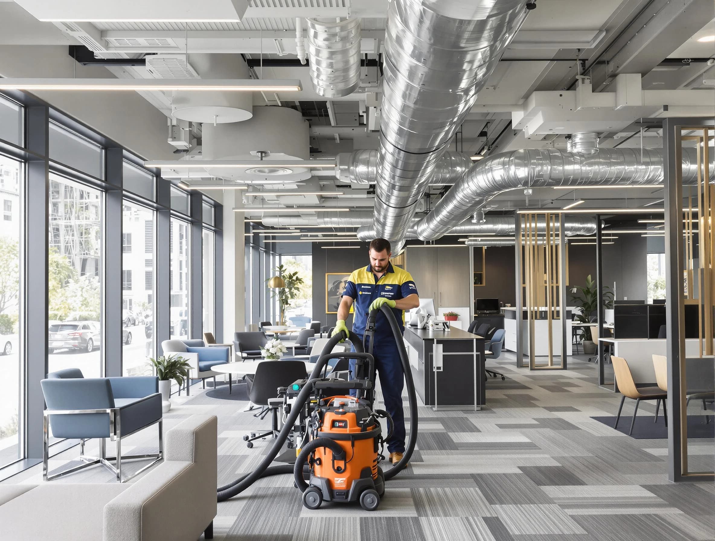 Peabody Air Duct Cleaning team performing thorough commercial duct cleaning at a Peabody business center